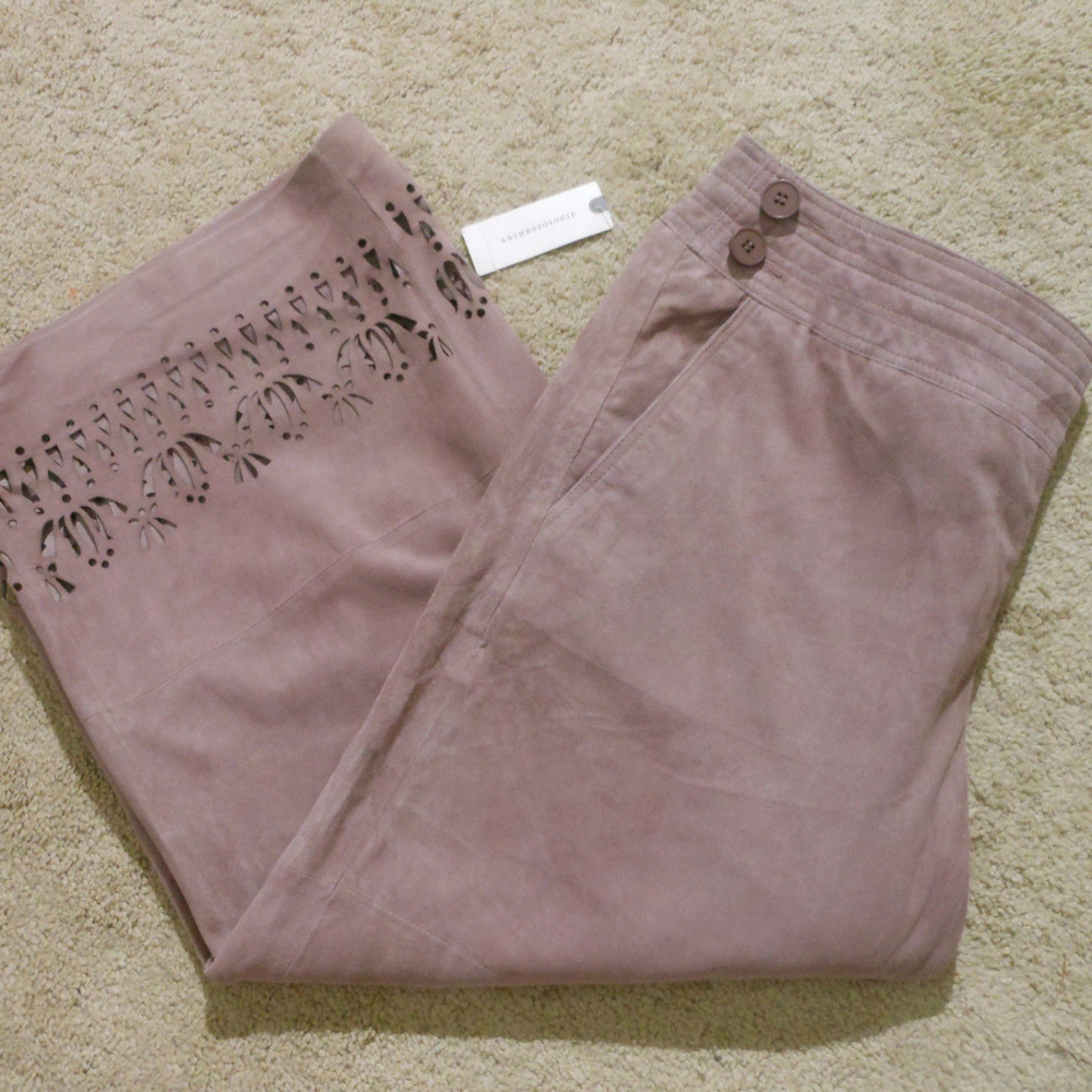 ANTRHOPOLOGIE Elspeth Suede Capris 12 NWT $498 - Picture 4 of 8